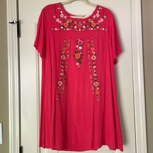 Umgee Short Sleeved XL Coral Flowy Dress